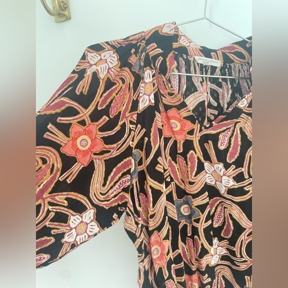 CHRISTIAN SIRIANO Floral Print Boho Style Loose Fit Short Puff Sleeves Sz S - Picture 3 of 7
